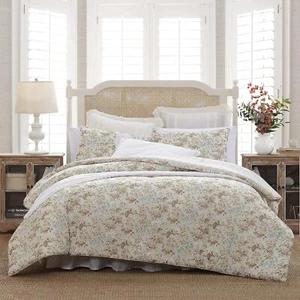 Laura Ashley Bramble Set 3 Pezzi Trapuntino Reversibile Cotone Floreale, King - Foto 1 di 8