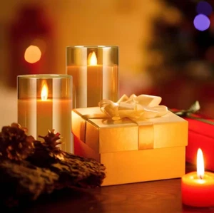 DT Flameless Candles with Timer, Remote Control, Set of 3 - Picture 1 of 10