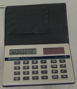 Sharp EL-869 Elsi Mate Solar Cell Calculator with Cover Off White - Vintage - Picture 1 of 7