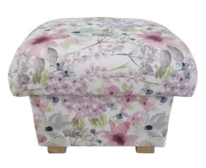 Storage Footstool Fryetts Felicity Fabric Footstall Pouffe Floral Flowers Pink - Picture 1 of 24