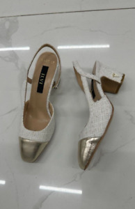 Genuine CHANEL slingback combo in genuine leater and tweed Size 40 Us 9Uk 7,5