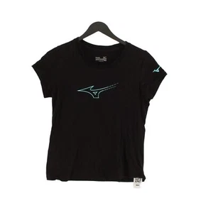 Mizuno Women's Top M Black Graphic 100% Cotton Short Sleeve Round Neck Basic - Picture 1 of 5