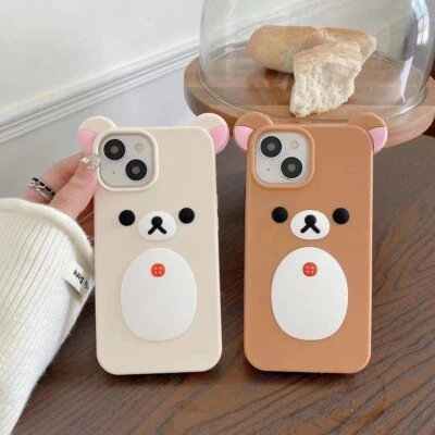 Cute 3D Rilakkuma Silicone Case Cover For iPhone 16 17 Pro Max Plus 15 14 13 Pro - Image 1 of 4
