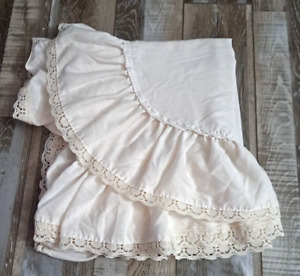 Daybed Bed Skirt White Ruffled Ivory Lace Handmade Cottage Farmhouse 77x45