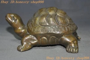 4,8"" Colecciona antigua estatua china Feng Shui riqueza bronce tortuga de la suerte - Imagen 1 de 7