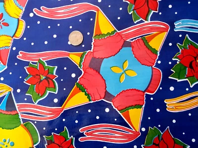 DRK BLUE PINATA VINYL OILCLOTH TABLECLOTHS DINING KITCHEN PATIO 6 SIZE 48x48-108 - Image 1 of 4