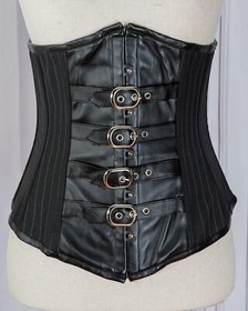Ludea Women&rsquo;s Corset Black Buckles Steampunk Underbust Medium NWT