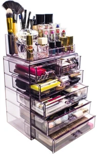 Acrylic Makeup Organizer with 6 Drawers & 16 Slots Jewelry Cosmetics Storage Box - Picture 1 of 46