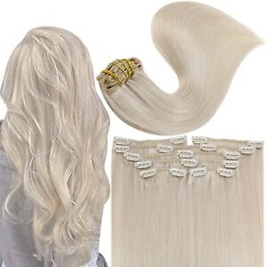 Clip In Human Hair Extensions Blonde Hairpins Double Weft Machine Remy Hair