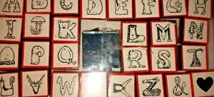 All Night Media Rubber Stamps 32 Letter Alphabet with Animal Pics & Ink Pad Set 