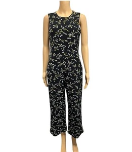 Michael Michael Kors Jasmine Floral Black Cropped Jumpsuit Size XS - Bild 1 von 10