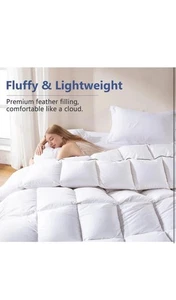 DOWNCOOL Feather Comforter California King 106x90" White Fluffy Duvet - Picture 1 of 6