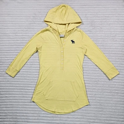 Top Abercrombie Fitch Henley para mujer XS ajustado amarillo manga 3/4 sudadera con capucha Y2K Foto 1 de 4