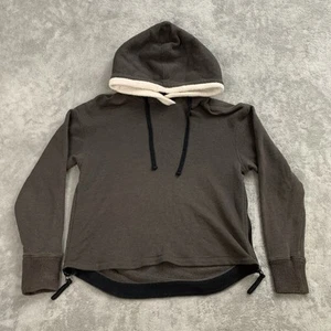 James Perse Hoodie Womens 1 Sherpa Pullover Sweatshirt Carbon Brown Casual - Picture 1 of 10