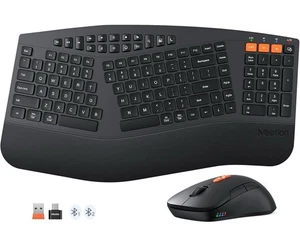 MEETION Ergonomiczne bezprzewodowe połączenie klawiatury i myszy, 2,4G Medium, czarny szary - Zdjęcie 1 z 1
