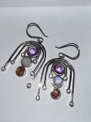 Pendientes de plata Hespera con piedra solar y piedra lunar  Foto 1 de 3