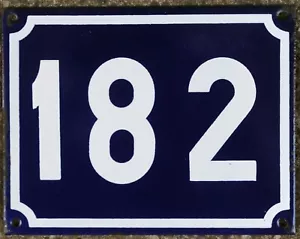 Großes altes blaues französisches Hausnummer 182 Tür Torschild Plakette Emailschild NOS - Bild 1 von 1