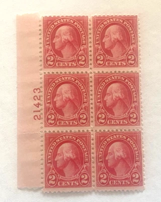 Scott #634 2c George Washington  MNH, OG  PB 6 - Image 1 of 2