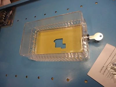 New, Free Ship. Universal Locking Thermostat Guard Cover, Clear Plastic, 13G329 - Image 1 of 4