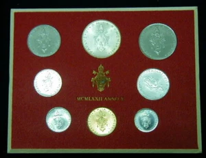 1972 Italy VATICAN complete set COINS UNC with silver in OFFICIAL RED BOX - Picture 1 of 2
