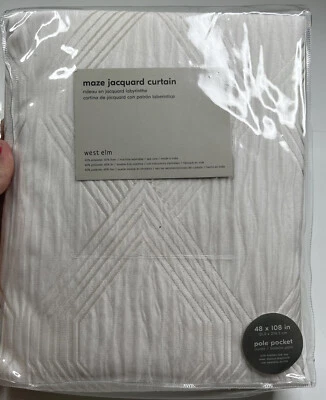 West Elm Nuevo con Etiquetas Laberinto Jacquard 48”x108” Cortina Marfil SF12 Foto 1 de 3