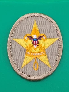 Star Scout Rang Uniform hellbraun Aufnäher weiß Plastikrücken BSA Pfadfinder Amerika NEU - Bild 1 von 2