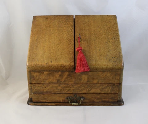 English Antique Oak Scribes Desk--Rare and Extraordinary gift Cover