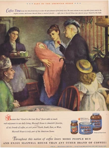 1948 Maxwell House Coffee Ben Stahl Art Friends Visiting New Baby Print Ad - Picture 1 of 1