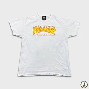 Camiseta Thrasher Magazine Para Hombre Grande Blanca Monopatín Llama Deletreada Camiseta - Imagen 1 de 7