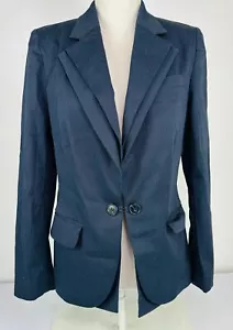 Alice + Olivia Elyse Blazer in Navy Blue With Eye Hook Closure Womens Size M - Picture 1 of 11