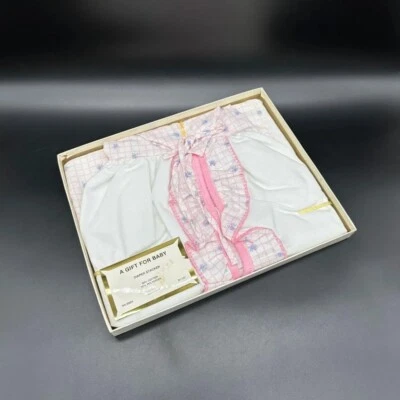 Apilador de pañales vintage para vivero flores rosas tela de rizo rayas a cuadros años 80 Nuevo de Lote Antiguo Foto 1 de 4