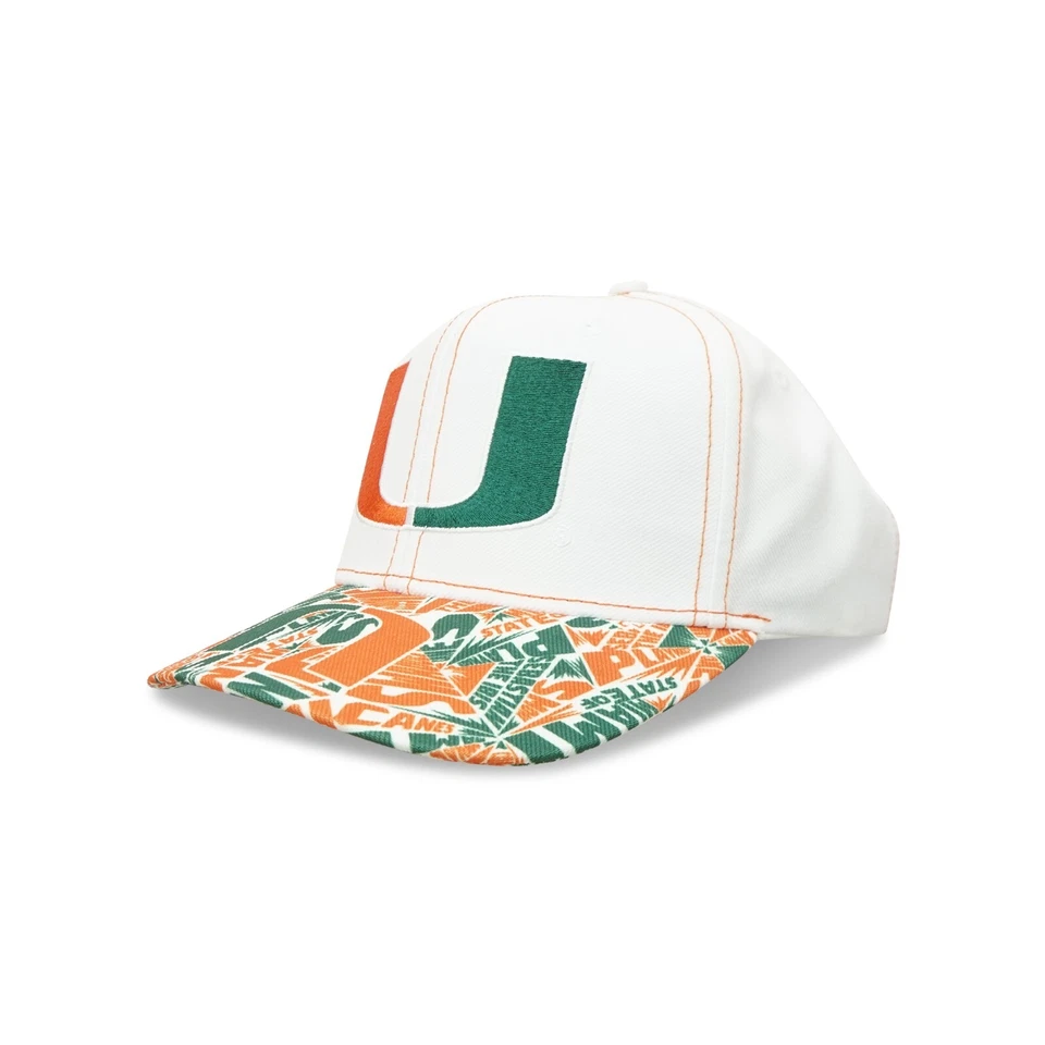 Miami Hurricanes NCAA Adidas Subliminated Bill 2-Tone Snapback Cap Hat - Image 1 of 4