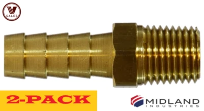 2-PACK!! BRAND NEW! Midland Metal 1/2" Hose Barb x 3/4"MNPT Brass Fitting 32018 - Image 1 of 4