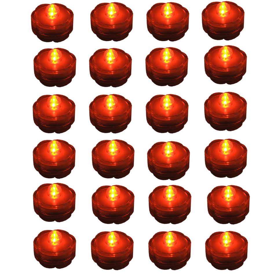 24 pc set ORANGE Jack-O-Lantern Pumpkin LED Battery Tea Light~HALLOWEEN~ FREE SH - Image 1 of 4