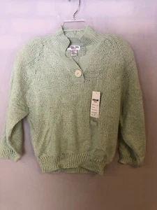 Victoria Jones Petites Collared Acrylic Green Sweater Size PM 3/4 Sleeves NWT - Picture 1 of 9