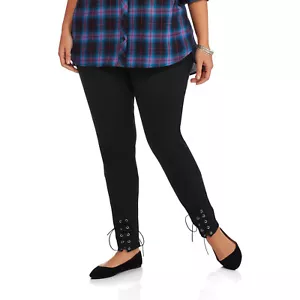 Leggings al tobillo Loyal Threads negros con cordones talla grande 1X - Imagen 1 de 12