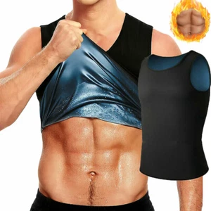 Men's Sweat Body Shaper Sauna Slimming Trainer Shapewear Gym Shirt Workout Vest - Picture 1 of 24