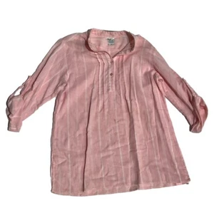 Vintage Division Women Pink Striped Collared 3/4 Sleeve Button Up Shirt sz 8 - Picture 1 of 5