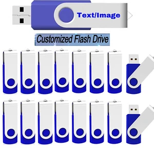 DIY Custom Logo USB2.0 Flash Drive Swivel Memory Stick Thumb Drive 100x 1GB-64GB - Picture 1 of 13