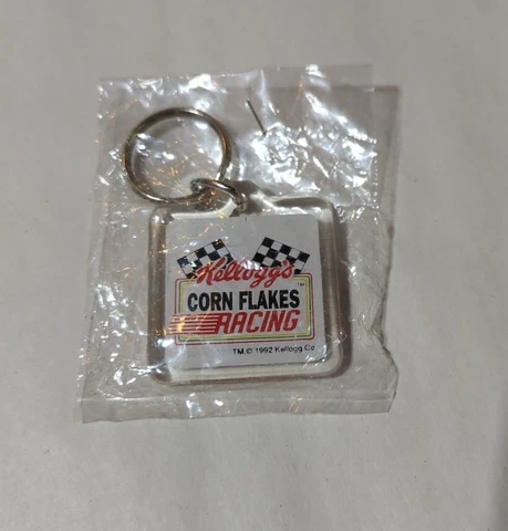 VINTAGE KELLOGG'S CORN FLAKES RACING KEYCHAIN - NEW / SEALED Cover