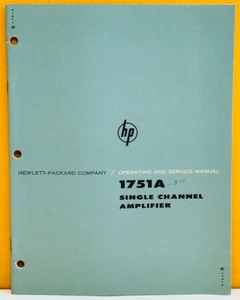 HP Agilent 01751-99001 1963 Model 1751A Single Channel Amplifier Service Manual. - Picture 1 of 2