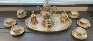 Vintage German Bavaria Tea Pot Set of 17 Porcelain Gold Trim Ansbach Germany - Picture 1 of 21