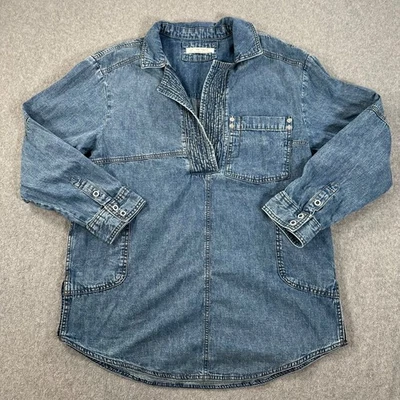 Free People We The Free Peyton 牛仔套衫上衣女式小号 V 领西部 — 第 1/4 张图片