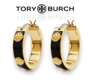 AROS MOLINEROS TORY BURCH ORO ESMALTE NEGRO Y ORO - Imagen 1 de 3