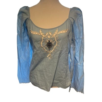 Blusa Y2K De Colección Rampage Para Mujer XL Geneva Azul Blanco Recortes 100% Algodón Foto 1 de 4