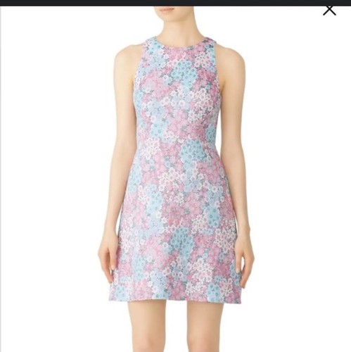 Abito donna Kate Spade floreale jacquard linea A taglia 10 California Dreaming nuovo con etichette