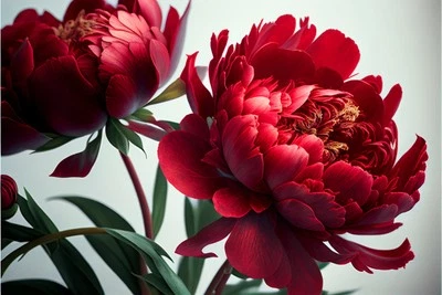 Canvas Art Red Green White Flower Bloom Wall Picture Poster Print - Image 1 of 4