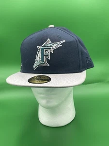 Florida Marlins Cap Hat Navy Blue & White 7 3/4 59 Fifty - Picture 1 of 8