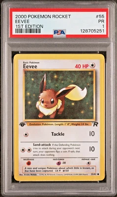PSA 1 1ST EDITION 2000 Pokemon Team Rocket Eevee 55/82 Non Holo Rare WOTC - Image 1 of 2