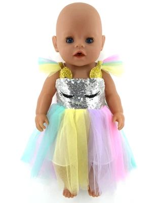 Dolls clothes for 17"Baby Born/18"American Girl/16"Cabbage Patch UNICORN DRESS - image 1 of 4